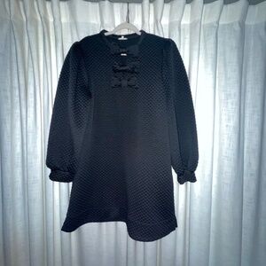 Black textured bow dress
